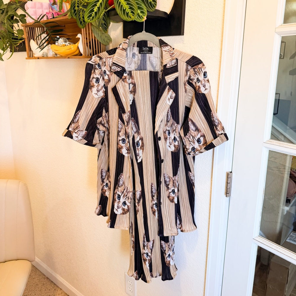 Dressed in lala - The World Is Yours Plissé Set, Pretty Kitty, L